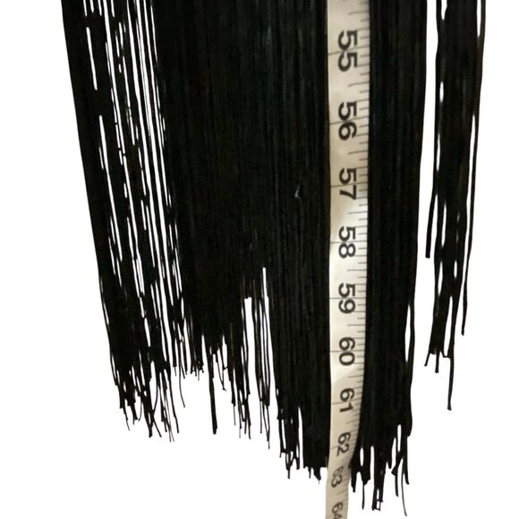 Karen Millen Embellished Fringe Bandage Top Black Crystal Overlay Cover-Up S - Picture 11 of 11